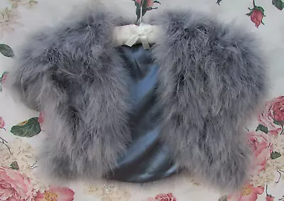 Lavender Grey MARABOU FEATHER Fur BRIDAL Shrug Jacket 10/12 Per Una £65 • £24.99