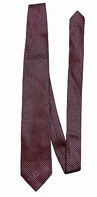 Versace Tie Mens Burgundy Red Checkered Medusa Logo Elegant Design Silk Italy • $42.99