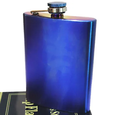 8oz Hip Flask Stainless Steel Metallic Blue Hip Flask Best Quality New Arrival • £5.99