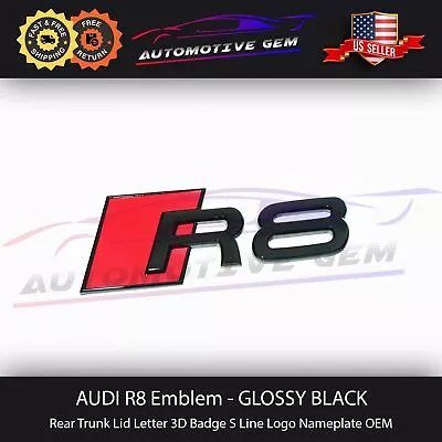 Audi R8 Emblem GLOSS BLACK Rear Trunk Lid Letter Badge S Line Logo Nameplate • $21.99