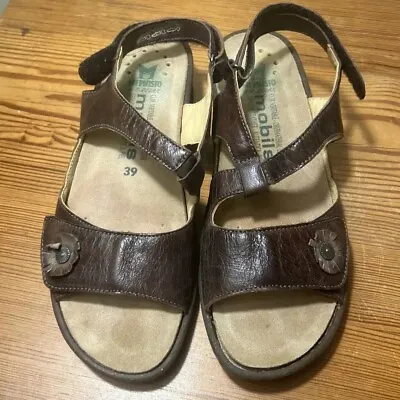 Mephisto Double Strap Buckle Leather Sandals Brown Size 39 US 9 Comfort  • $40.99