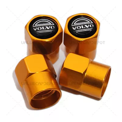 4pcs Hex Fit Volvo Car Wheels Tire Air Valve Caps Stem Dust Cover Decor Gold • $7.99