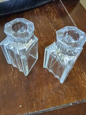 Art Deco Vintage Heavy Crystal/glass Set Of 2 Candle Holders. Empire. • $19