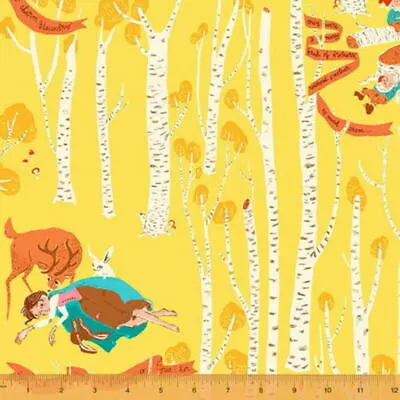 Windham Heather Ross Far Far Away III Snow White Yellow Cotton Fabric BTY • $13.95