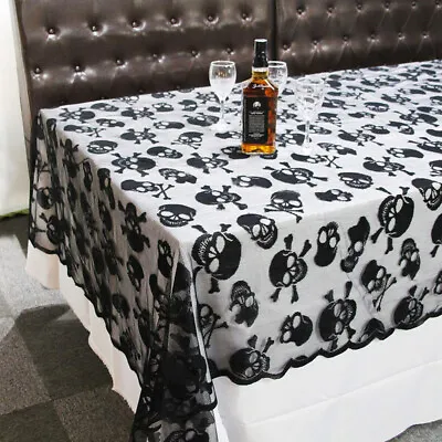 Halloween Party Lace Skull Table Cloth Table Cover Scary Tablecloth Home Decor • £6.19