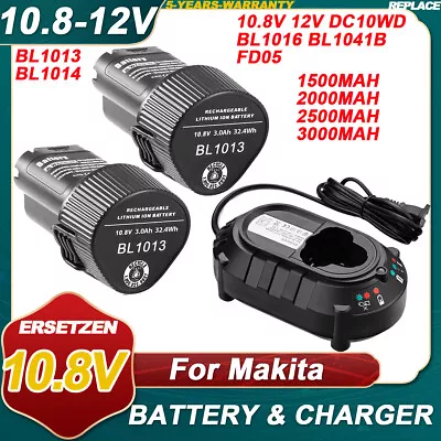 2× 3.0Ah Battery For Makita 10.8V Li-Ion Charger BL1013 194550-6 194551-4 BL1014 • $21.85