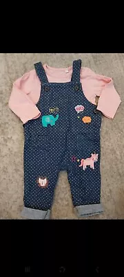£2.50 • Buy Baby Girls Blue Zoo Baby Dungarees And Top. Size 0 To 3 Months