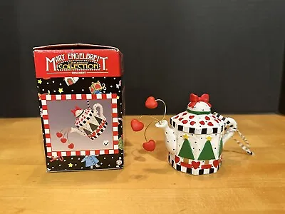 MARY ENGELBREIT Christmas Teapot Ornament Red Hearts Trees Kurt Adler Collection • $25