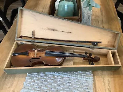 Antique Violin In Hand Made Wood Case With Bow • $299