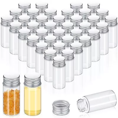 100 Pcs Vials Clear Mini Glass Bottles With Screw Aluminum Metal Cap Tiny Jar... • $30.05
