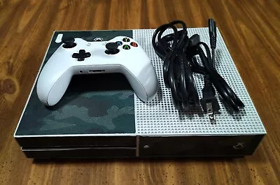 Microsoft Xbox One S Gaming Console With Controller Model 1681 White & Camo • $31