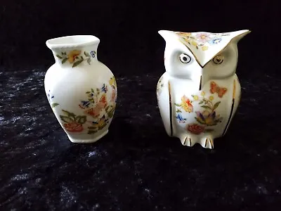 £4 • Buy Aynsley Bone China Cottage Garden Owl & Small Vase