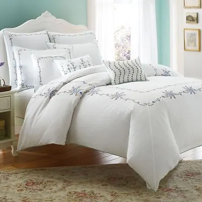 3 Pc Laura Ashley ALICIA Twin Duvet & Euro/Standard Shams Set Blue/Purple Floral • £124.38