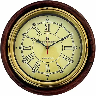 Nautical Vintage Handmade Brass Wall Clock Maritime Wooden Round 12'' Watch GIFT • $95