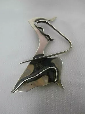 1950s SIGNED ED WIENER STERLING SILVER MODERNIST MARTHA GRAHAM DANCER BROOCH PIN • $1125