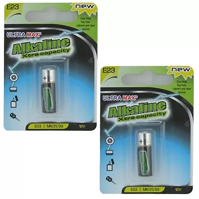 £4.90 • Buy 2X Ultramax E23 MN21 MN23 23A L1028 LRV08 V23GA VR22 MS21 Alkaline Battery 12v