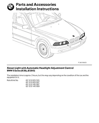 BMW E39 Auto-Leveling Xenon Headlight Retrofit Kit • $292.64