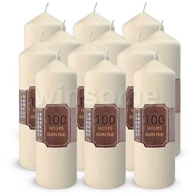 Unscented Pillar Candles Wedding Decor Events Church Candle 100 Hours Non Drip • £44.84
