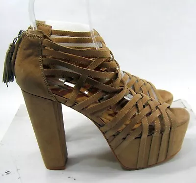 Matiko Brown 5 High Block Heel 2 Platform Sexy Shoes WOMEN Size 8.5 • $12.99