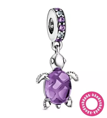 Sparkling Purple Sea Turtle Dangle Charm Bead For Bracelet S925 Sterling Silver • £10.99