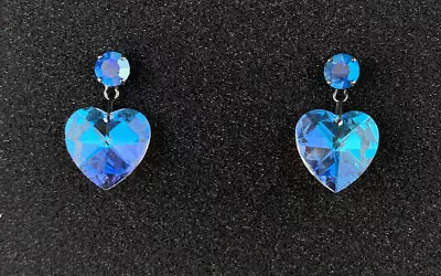 Handmade Chandelier Heart Earrings - Blue/Aqua/Purple • £9