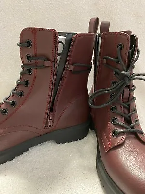 Women's Boots. Lady Combat Boots. Size 9 SO®  RED WINE. Brand New. • $40