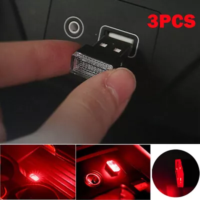 $5.29 • Buy 3x Red Mini LED USB Car Interior Light Neon Atmosphere Ambient Lamp Accessories 