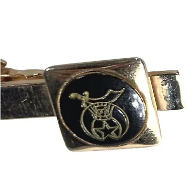 Vintage Gold Tone Black Masonic Freemasons Tie Clip Shriners Swank Sword Star • $9.95