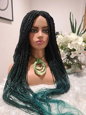 £45.99 • Buy Black And Green Mix Chunky Twist Braid Wig💛💛💛