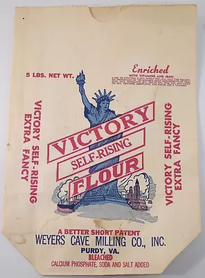 Vintage Victory Self Rising Flour Bag Weyers Cave Milling Co Purdy Virginia • $9.09