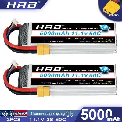 2pcs HRB 3S 5000mAh 11.1V LiPo Battery 50C XT60 For Car Quad Helicopter Airplane • $59.99