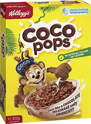 Kellogg's Coco Pops Chocolatey Breakfast Cereal 650g No Artificial Colours No Pr • $11.79