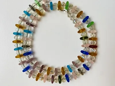 Vintage Czech Multicolored Glass Bead Necklace (2300) • $16.50