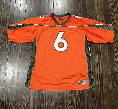 Nike Team Miami Hurricanes Antrel Rolle 6 Football Jersey Mens 2XL Orange • $34.99