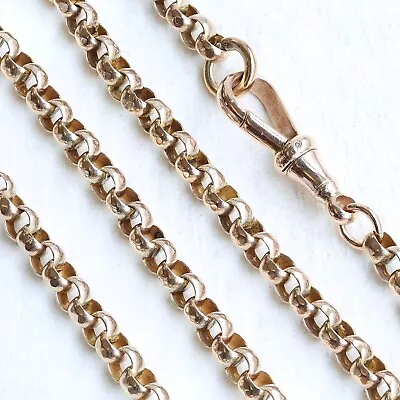 9ct Gold Necklace - Edwardian 9ct Rose Gold Faceted Belcher Chain (21 Inches) • £495