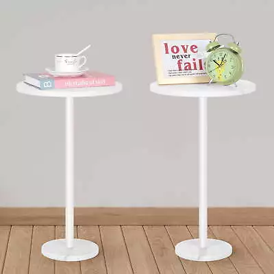 Round Bar Nightstand Coffee Table Office Bedroom Two Piece Set White Marble Base • $29.99