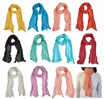 Pleated Lightweight Scarf Solid Color Scarves For Women Girls Fashionsolid   • $7.99