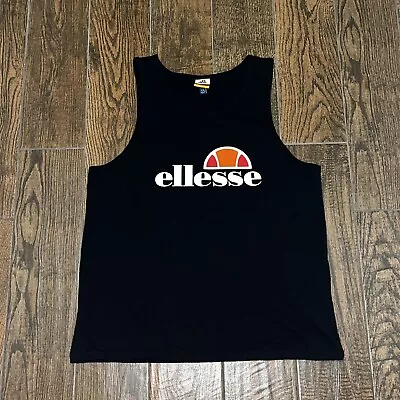 Mens Ellesse Black Logo Pullover Tank Top Tennis Athletic Size. XL • $11.95