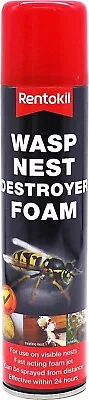 Rentokil Wasp Nest Killer Destroyer Foam Spray Aerosol Pest Control Wasps 300ml • £11.88