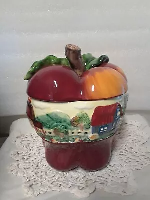 Beautiful Cracker Barrel Country Apple Farmers Market Cookie Jar 9  X 7  Barns  • $24.89