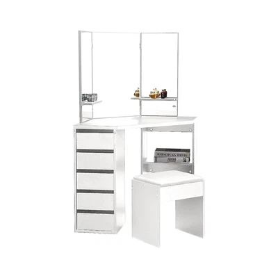 $199.99 • Buy Levede Dressing Table Stool Mirror Jewellery Organiser Makeup Cabinet 5 Drawers
