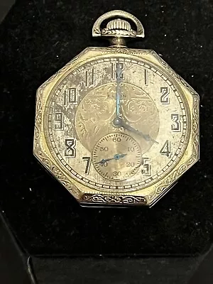 Vintage Elgin Octagon Open Face Pocket Watch - 14 Kt Gold Filled Working • $125