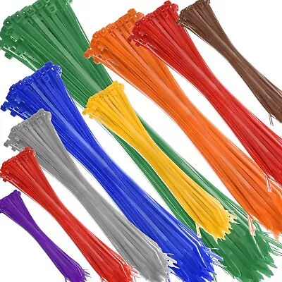 BRIGHT COLOURED NYLON CABLE TIES Small 100mm - 780mm Large Thin Thick Zip Tie • £2.98