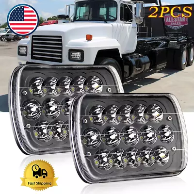 For Mack CH CS300T CH600 CS200P Pair 7x6  LED Headlights High-Low Beam NEW DOT • $38.06