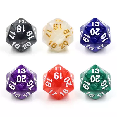 (6) Pearl Green/red/purple/blue/white/black Countdown/spindown D20 22mm Dice Mtg • $8.99