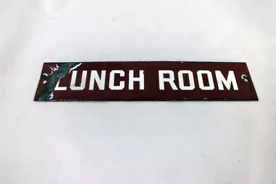 Vintage Enamel School Classroom Metal Sign Lunch Room Brown White 10 X 2 • $31.20