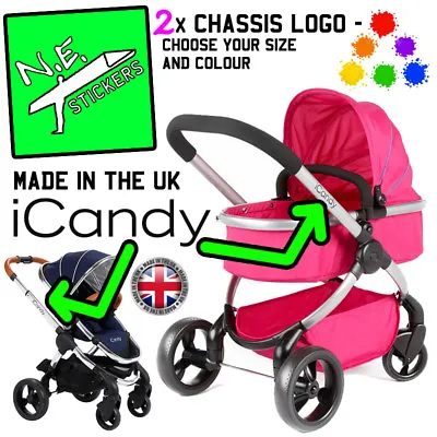 2x BLACK Replacement ICandy New Style Logos Vinyl Stickers I Candy Pram Buggy • £1.80