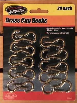 Sterling Hardware 20 Pack Brass Cup Hooks HS057 Organize The Cupboard NEW • $5.99