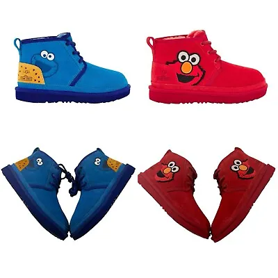 UGG X SESAME STREET Elmo Neumel Red/ Cookie Monster Blue Little Kids Boots 1-3Y • $52