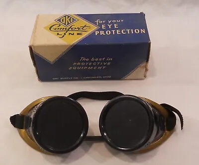 Vintage Welding  Goggles Glasses  Glass OKI Lenses • $49.99